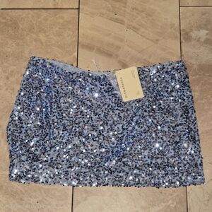 Peppermayo Blue Sequin Mini Skirt